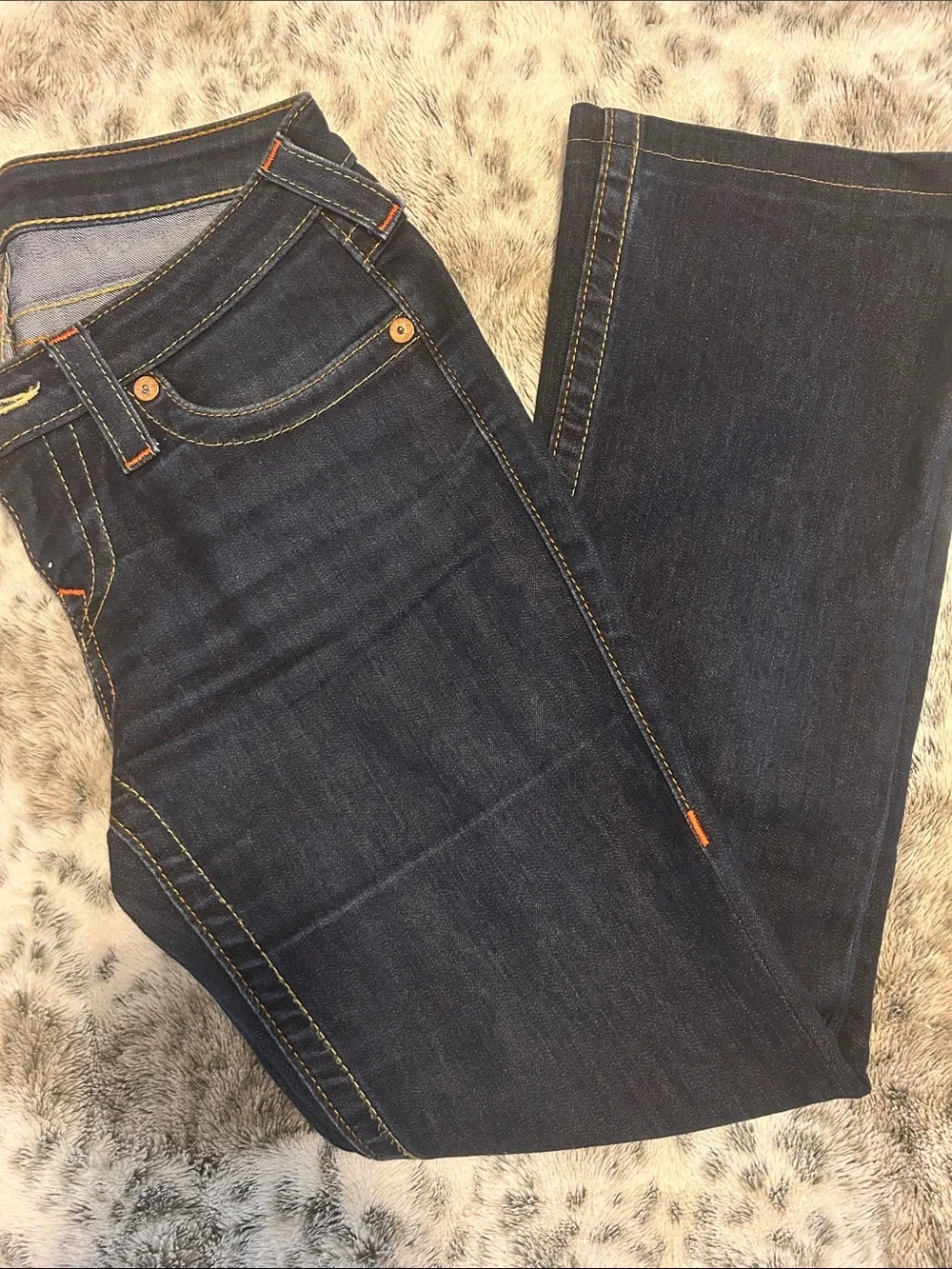 Vintage True Religion Dark Indigo Denim Jeans Contrast Stitching Button Pockets - Picture 5 of 14